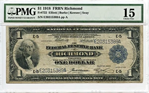 image for: FR. 722 1918 $1 PMG Fine 15