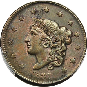 image for: 1837 1c PCGS AU Details (Medium Letters, Environmental Damage)