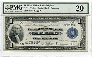 image for: FR. 714 1918 $1 PMG Very Fine 20