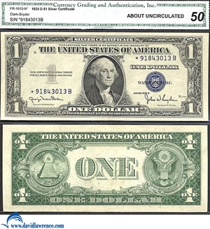 image for: Fr.1613-N* 1935D $1 CGA AU 50 *Star*
