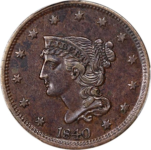 image for: 1840 1c PCGS XF45 (Large Date)