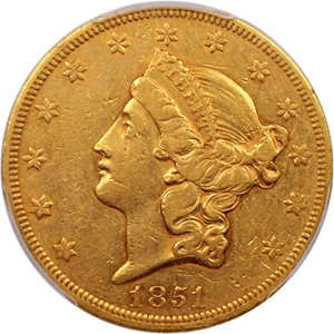 image for: 1851 $20 PCGS AU50