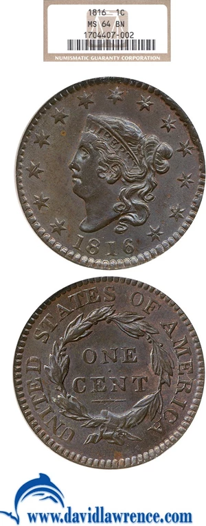 image for: 1816 1c NGC MS64 BN