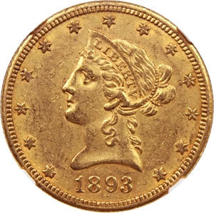image for: 1893-O $10 NGC/CAC AU58