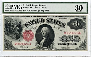 image for: FR. 38m 1917 Sawhorse $1 PMG Very Fine 30 (John Burke Back Plate #2033)