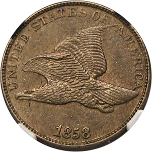image for: 1858/7 Flying Eagle 1c NGC/CAC AU58 (FS-301)
