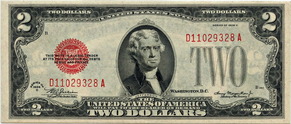 image for: FR. 1505 1928D $2 Legal Tender Note PMG About Unc 58 EPQ