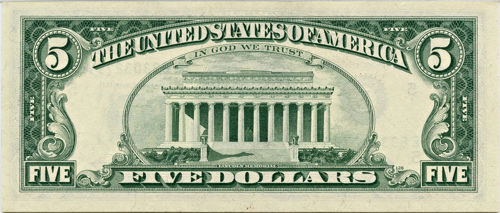 image for: FR. 1969E 1969 Dark Green Seal $5 Federal Reserve Note Richmond PMG Gem Unc 65 EPQ