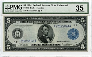 image for: FR. 862 1914 Blue Seal $5 PMG Very Fine 35