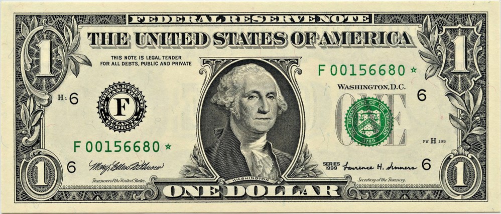 image for: FR. 1925F* 1999 $1 Federal Reserve Note Atlanta PMG Superb Gem Unc 67 EPQ