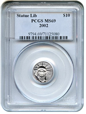 image for: 2002 Platinum Eagle $10 PCGS MS69