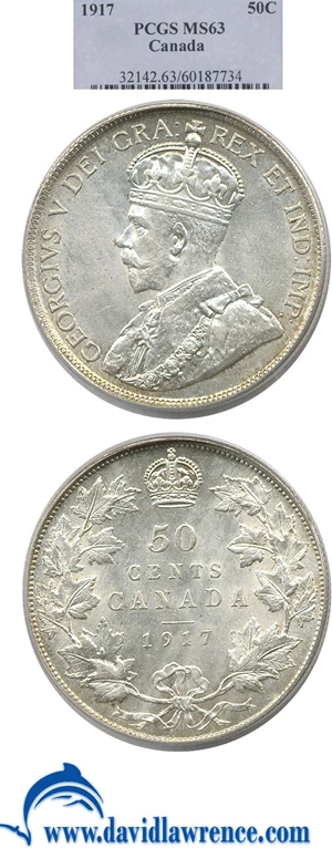 image for: Canada: 1917 50c PCGS MS63