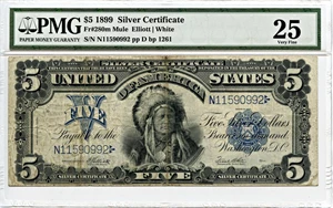 image for: FR. 280m 1899 Chief $5 PMG Very Fine 25 (John Burke Back Plate #1261)
