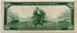 image for: FR. 1054 1914 Blue Seal $50 PMG Very Fine 30 (Erasure)