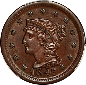 image for: 1847 1c PCGS AU Details (Cleaned)