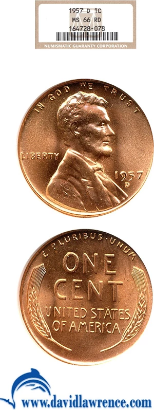 image for: 1957-D 1c NGC MS66 RB