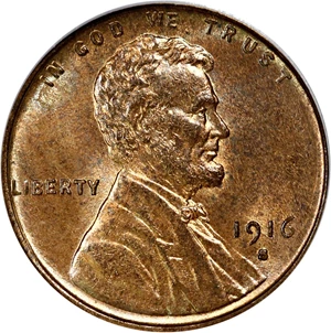 image for: 1916-S 1c PCGS MS65 RB