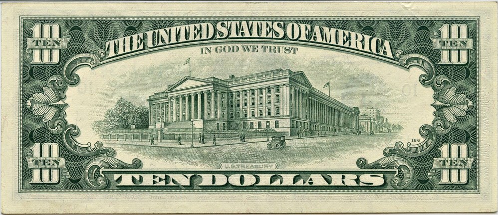 image for: FR. 2020J* 1969B Dark Green Seal $10 Federal Reserve Note Kansas City PMG About Unc 53