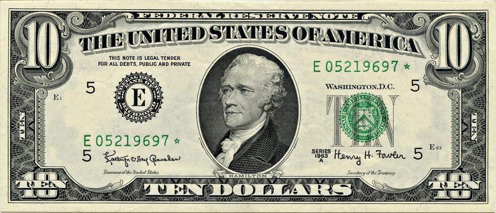 image for: FR. 2017E* 1963A Dark Green Seal $10 Federal Reserve Note Richmond PMG Choice Unc 63 EPQ