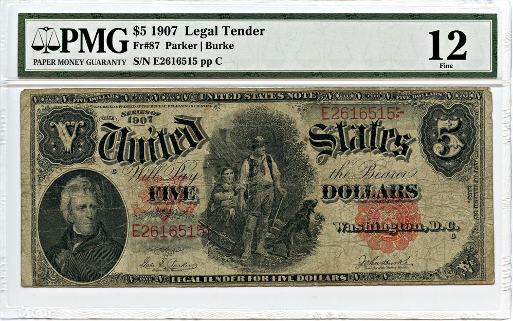 image for: FR. 87 1907 Woodchopper $5 PMG Fine 12