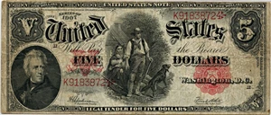 image for: FR. 91 1907 Woodchopper $5 PMG Very Fine 20