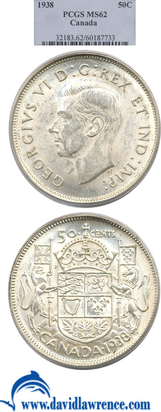 image for: Canada: 1938 50c PCGS MS62