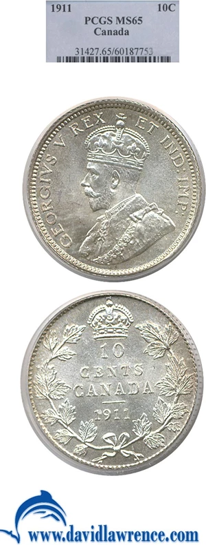 image for: Canada: 1911 10c PCGS MS65