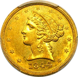 image for: 1844-D $5 PCGS MS61