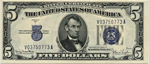 image for: FR. 1654N 1934D $5 PMG Choice Unc 63 EPQ