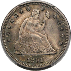 image for: 1891-S 25c PCGS/CAC MS64
