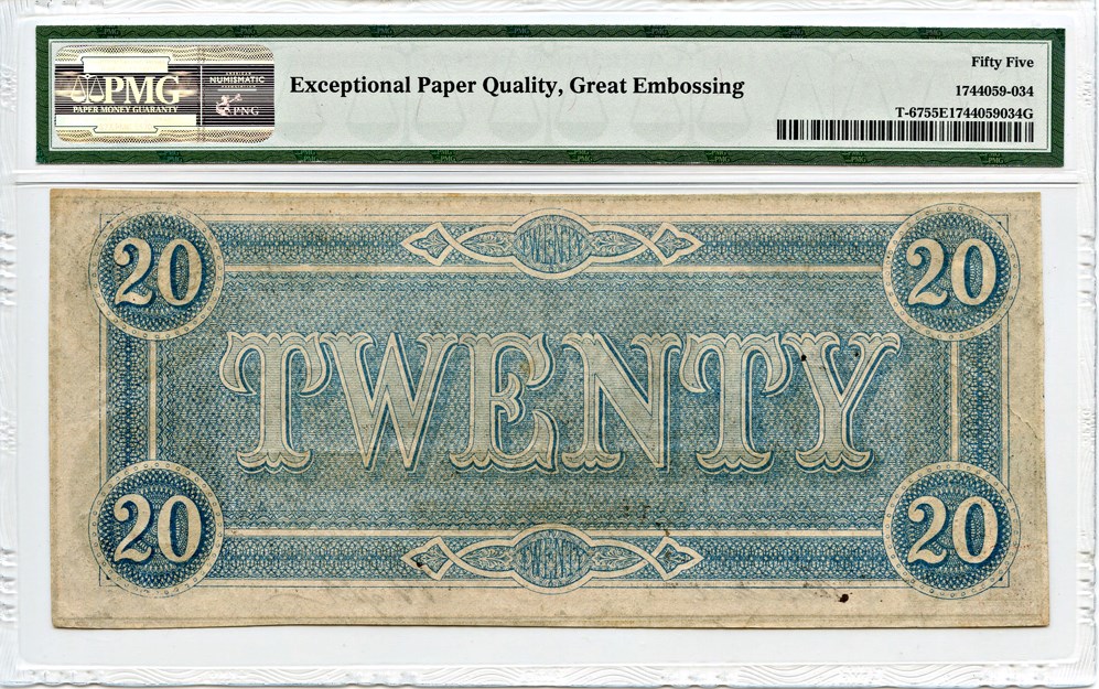 image for: T67 1864 CSA $20 PMG About Unc 55 EPQ
