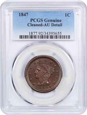 image for: 1847 1c PCGS AU Details (Cleaned)