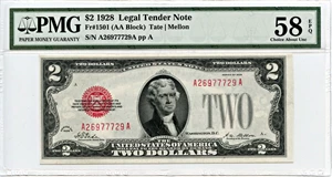 image for: FR. 1501 1928 $2 Legal Tender Note PMG About Unc 58 EPQ