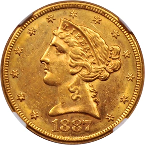 image for: 1887-S $5 NGC MS60