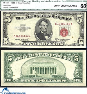 image for: Fr.1534 1953-B $ 5 CGA CU 60