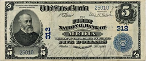 image for: FR. 598 1902 First National Bank of Media, PA (3rd Charter Period 3rd Issue )Plain Back $5 PMG Very Fine 30 EPQ