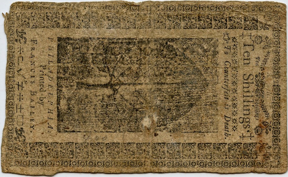 image for: FR. PA270 1785 16-Mar 10s Pennsylvania Colonial Note PMG Fine 15 (Minor Repairs)