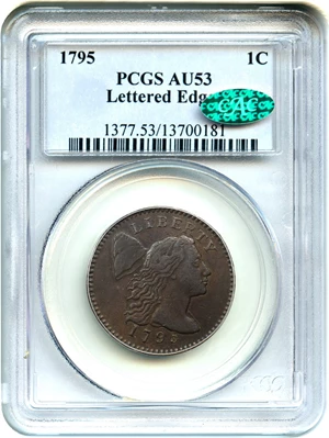image for: 1795 1c PCGS/CAC AU53 (Lettered Edge)