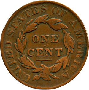 image for: 1830 1c PCGS F Details (Large Letters, Cleaned)