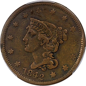 image for: 1842 1c PCGS VF30 (Large Date)