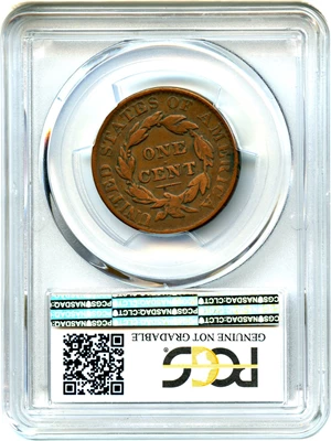 image for: 1830 1c PCGS F Details (Large Letters, Cleaned)