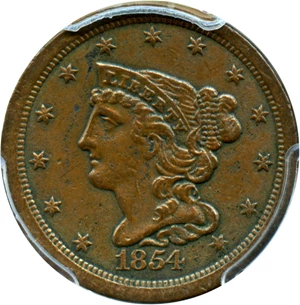 image for: 1854 1/2c PCGS AU Details (Environmental Damage)