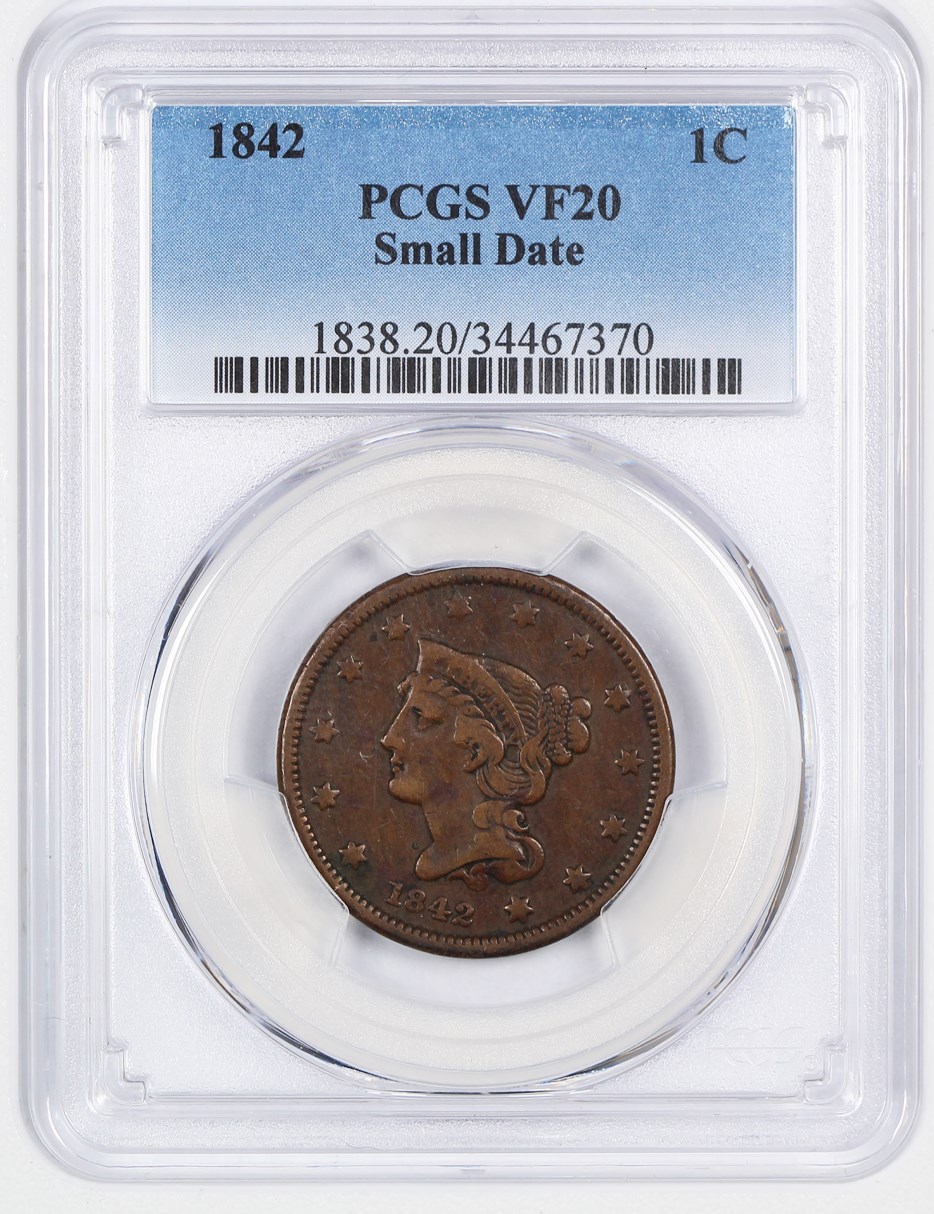 image for: 1842 1c PCGS VF20 (Small Date)