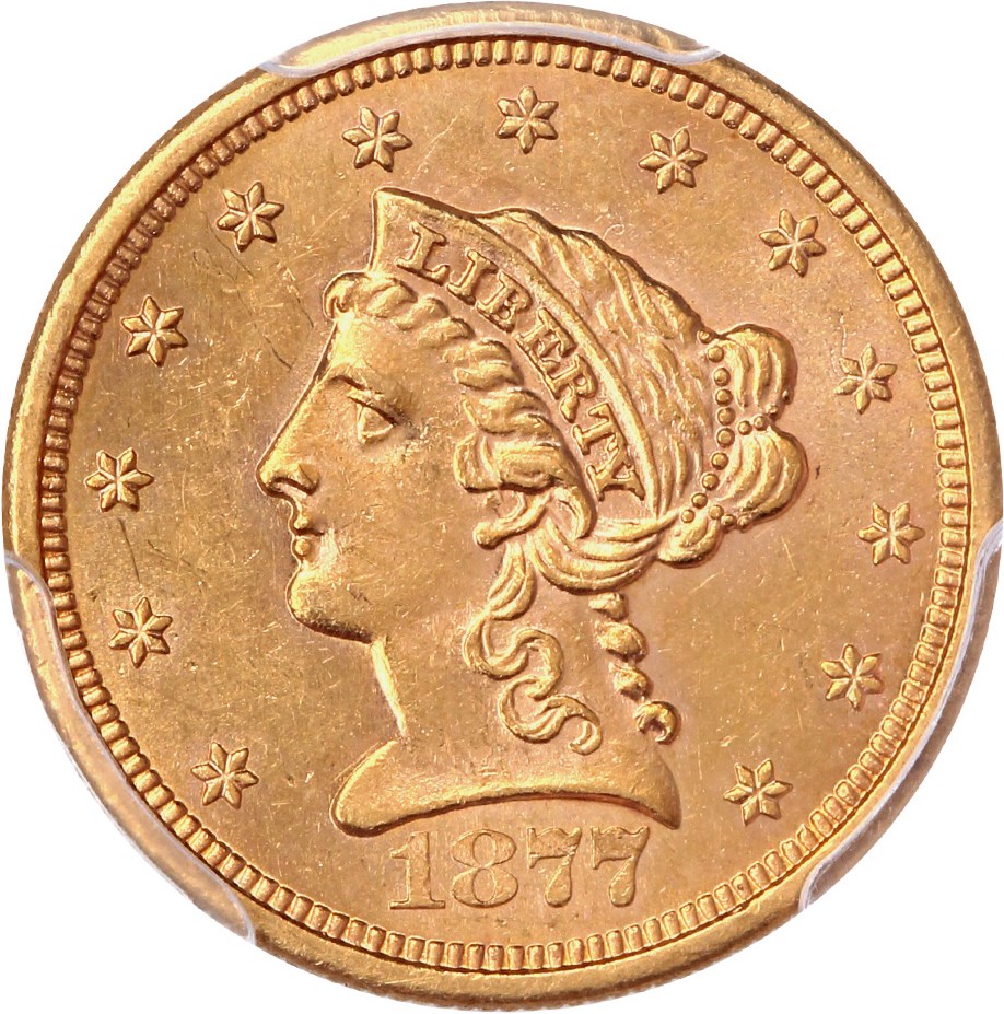 image for: 1877-S $2 1/2 PCGS MS62
