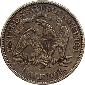 image for: 1874-CC 50c PCGS XF Detail (Arrows, Cleaned)