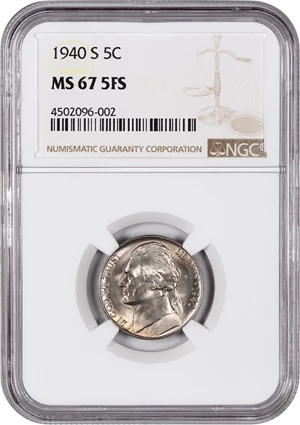 image for: 1940-S 5c NGC MS67 FS