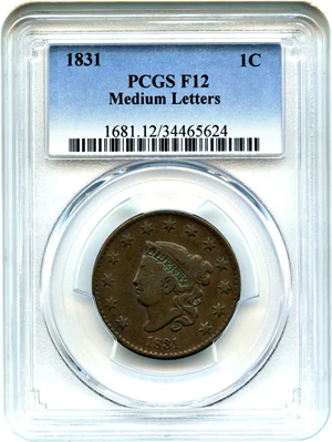 image for: 1831 1c PCGS F12 (Medium Letters)