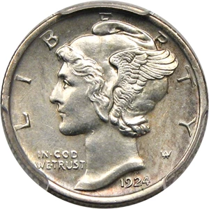 image for: 1924 10c PCGS AU Details (Cleaned)