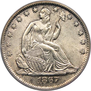 image for: 1867-S 50c PCGS/CAC AU58