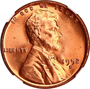 image for: 1952-D 1c NGC MS67 RD